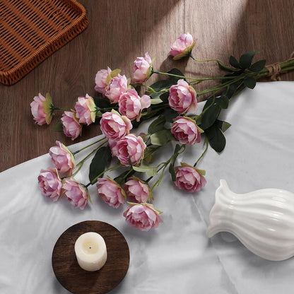 6 Pcs 32" Large Yellow Artificial Peonies Stems Flowers, Real Look Faux Silk Peony Bouquet 42 Heads Total for Vase Filler, Farmhouse Rustic Neutral Home Decor, Wedding Centerpieces