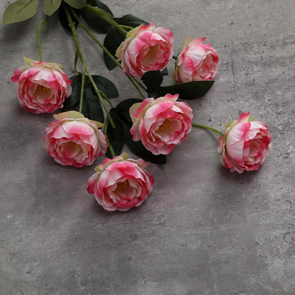 6 Pcs 32" Large Yellow Artificial Peonies Stems Flowers, Real Look Faux Silk Peony Bouquet 42 Heads Total for Vase Filler, Farmhouse Rustic Neutral Home Decor, Wedding Centerpieces