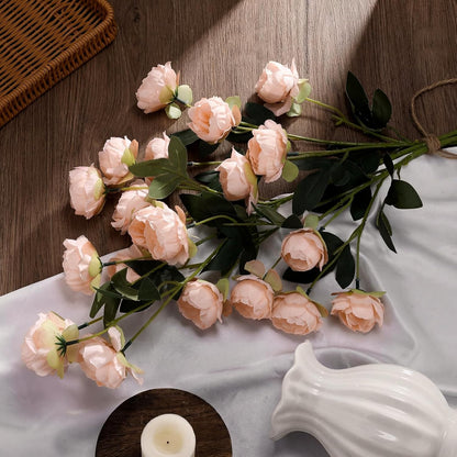 6 Pcs 32" Large Yellow Artificial Peonies Stems Flowers, Real Look Faux Silk Peony Bouquet 42 Heads Total for Vase Filler, Farmhouse Rustic Neutral Home Decor, Wedding Centerpieces