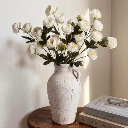 6 Pcs 32" Large Yellow Artificial Peonies Stems Flowers, Real Look Faux Silk Peony Bouquet 42 Heads Total for Vase Filler, Farmhouse Rustic Neutral Home Decor, Wedding Centerpieces