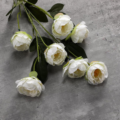 6 Pcs 32" Large Yellow Artificial Peonies Stems Flowers, Real Look Faux Silk Peony Bouquet 42 Heads Total for Vase Filler, Farmhouse Rustic Neutral Home Decor, Wedding Centerpieces