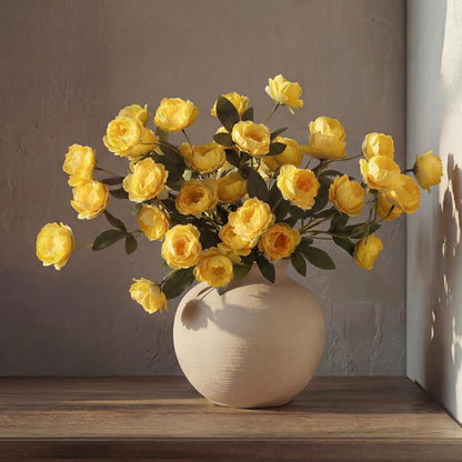 6 Pcs 32" Large Yellow Artificial Peonies Stems Flowers, Real Look Faux Silk Peony Bouquet 42 Heads Total for Vase Filler, Farmhouse Rustic Neutral Home Decor, Wedding Centerpieces