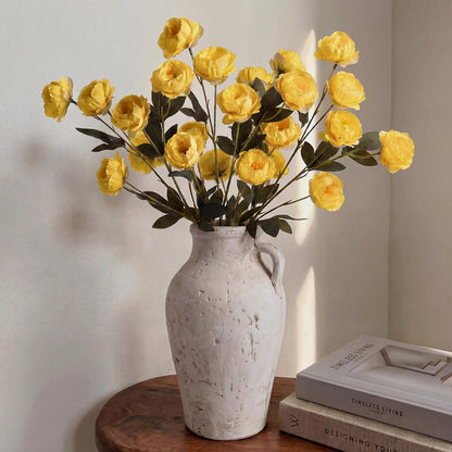 6 Pcs 32" Large Yellow Artificial Peonies Stems Flowers, Real Look Faux Silk Peony Bouquet 42 Heads Total for Vase Filler, Farmhouse Rustic Neutral Home Decor, Wedding Centerpieces