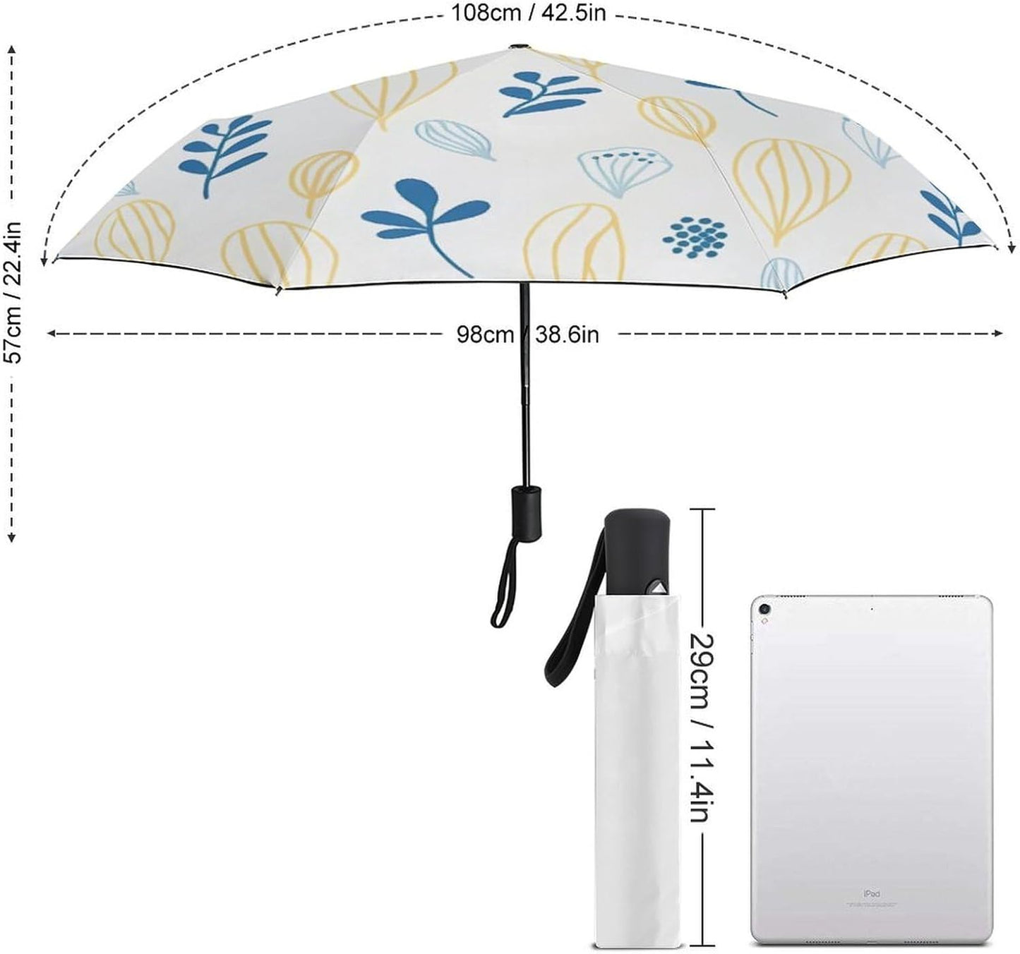 Automatic Compact Travel Umbrella Windproof Waterproof UV Protection Folding Umbrella With Printed Sleeve