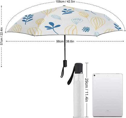 Automatic Compact Travel Umbrella Windproof Waterproof UV Protection Folding Umbrella With Printed Sleeve