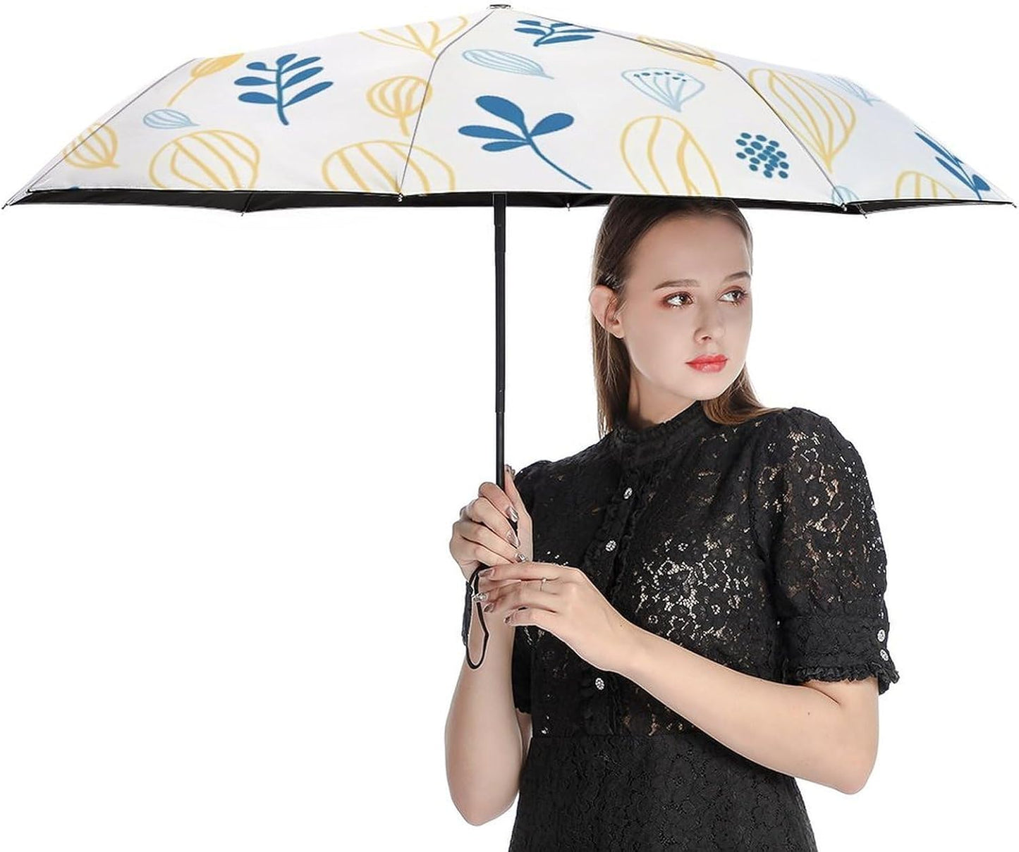 Automatic Compact Travel Umbrella Windproof Waterproof UV Protection Folding Umbrella With Printed Sleeve