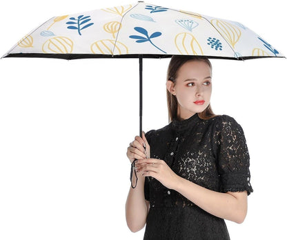 Automatic Compact Travel Umbrella Windproof Waterproof UV Protection Folding Umbrella With Printed Sleeve