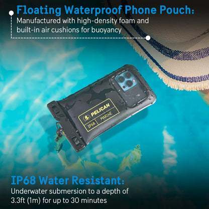 2 Pack Marine Waterproof Phone Pouch (Regular) -Black/Hi-Vis Yellow | Touchscreen IP68 Floating Waterproof Phone Case w/Detachable Lanyard - Fits All Phones - Beach Cruise Ship Travel Essentials