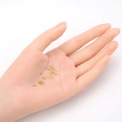 100pcs Adabele Tarnish Resistant Gold Straight Tube Beads 10mm, Hole 1.2mm | Premium 18K Yellow Gold Plated, Sleek Hollow Metal Straight Pipes Spacer Tubes for Craft Jewelry Making Bracelets