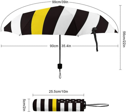 Thin Yellow Gold Line U.S.A Flag Compact Umbrella 3 Folding Windproof Automatic Umbrellas Portable Travel Accessories