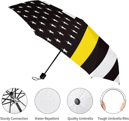 Thin Yellow Gold Line U.S.A Flag Compact Umbrella 3 Folding Windproof Automatic Umbrellas Portable Travel Accessories