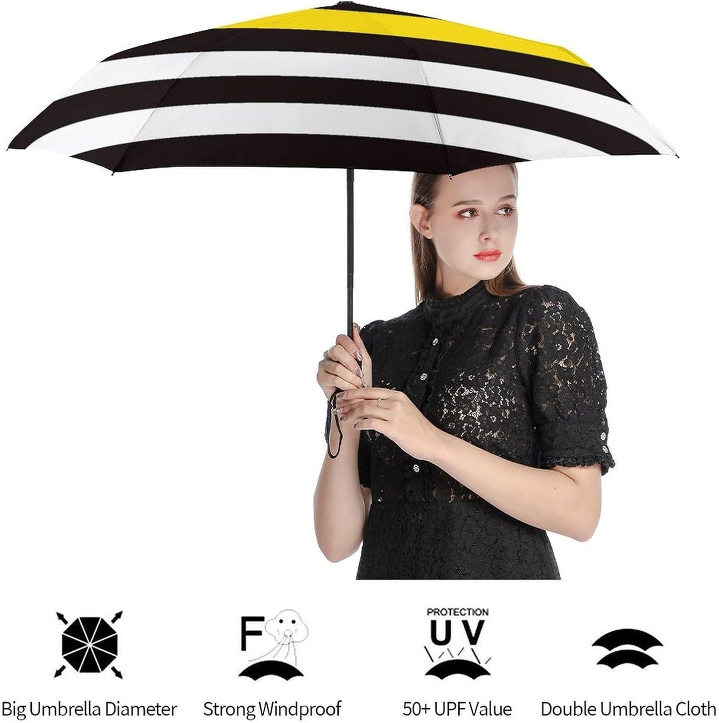 Thin Yellow Gold Line U.S.A Flag Compact Umbrella 3 Folding Windproof Automatic Umbrellas Portable Travel Accessories