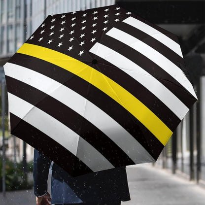 Thin Yellow Gold Line U.S.A Flag Compact Umbrella 3 Folding Windproof Automatic Umbrellas Portable Travel Accessories
