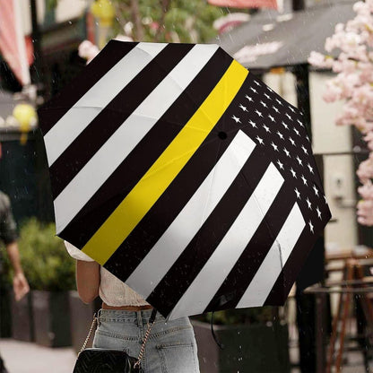 Thin Yellow Gold Line U.S.A Flag Compact Umbrella 3 Folding Windproof Automatic Umbrellas Portable Travel Accessories