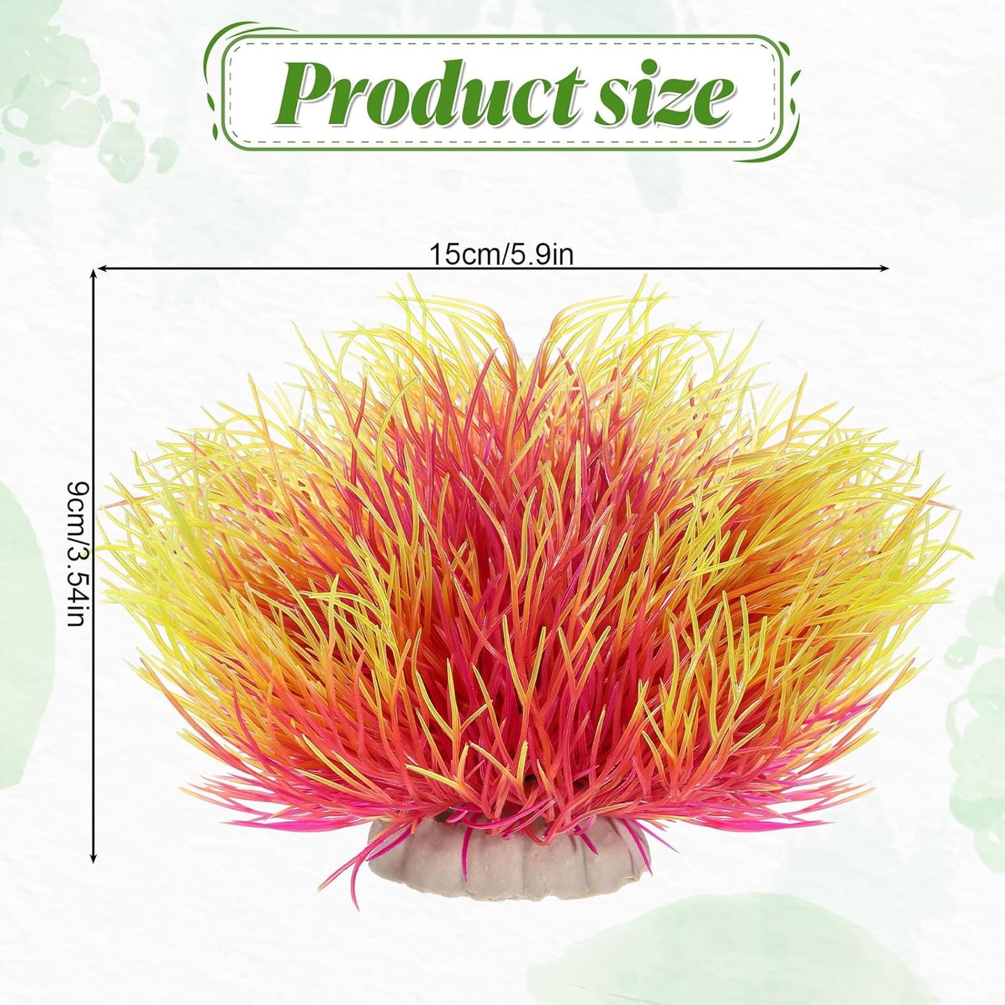 2PCS Fish Tank Plants Aquarium Plants Decorations Artificial Plastic Fish Tank Accessories Silk Green Natural Style Aquarium Plant (Pale Yellow)