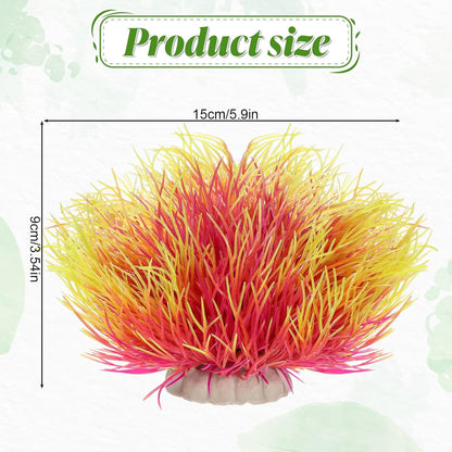 2PCS Fish Tank Plants Aquarium Plants Decorations Artificial Plastic Fish Tank Accessories Silk Green Natural Style Aquarium Plant (Pale Yellow)
