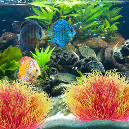 2PCS Fish Tank Plants Aquarium Plants Decorations Artificial Plastic Fish Tank Accessories Silk Green Natural Style Aquarium Plant (Pale Yellow)