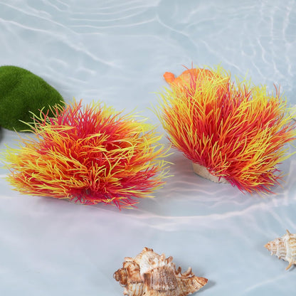 2PCS Fish Tank Plants Aquarium Plants Decorations Artificial Plastic Fish Tank Accessories Silk Green Natural Style Aquarium Plant (Pale Yellow)