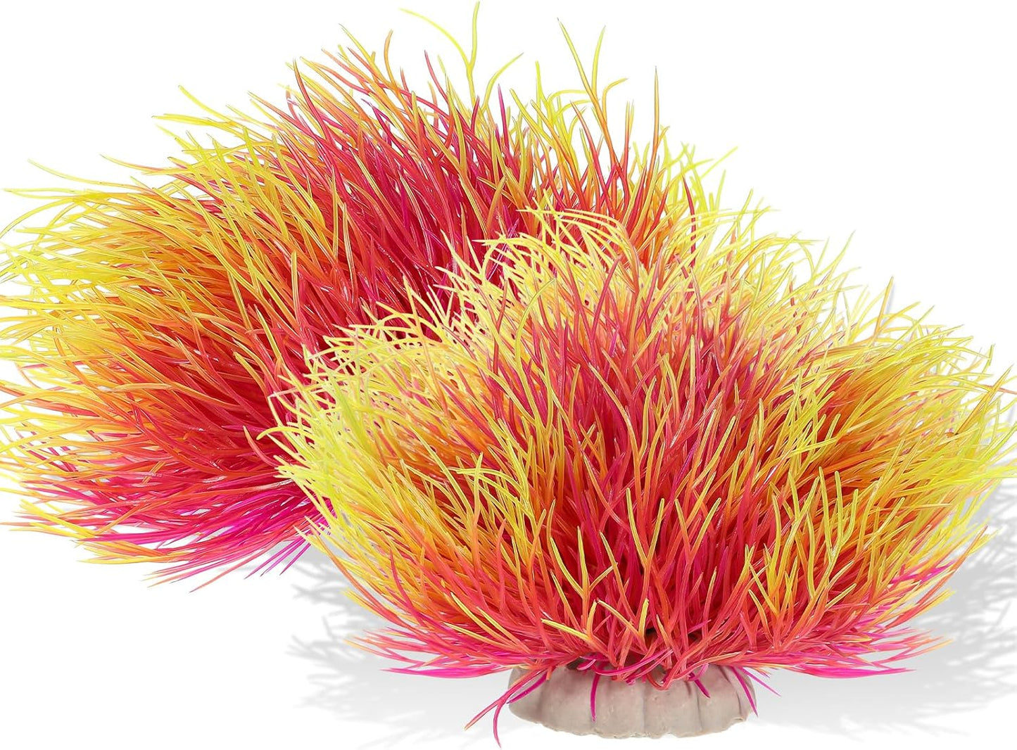 2PCS Fish Tank Plants Aquarium Plants Decorations Artificial Plastic Fish Tank Accessories Silk Green Natural Style Aquarium Plant (Pale Yellow)