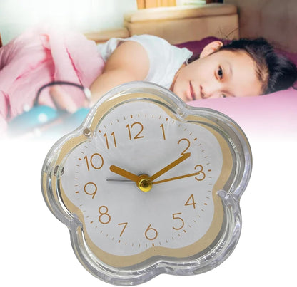 Cute Alarm Clock Flower Minimalist Design Modeling Digital Pointer Low Noise Small Alarm Clock for Living Room Bedroom Bedside Desktop Yellow