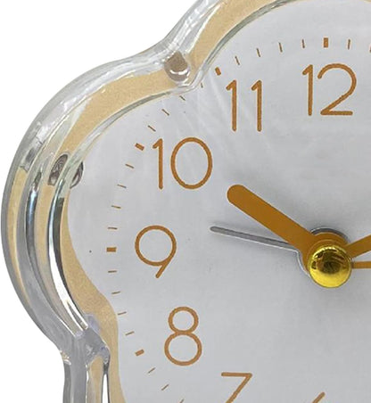 Cute Alarm Clock Flower Minimalist Design Modeling Digital Pointer Low Noise Small Alarm Clock for Living Room Bedroom Bedside Desktop Yellow