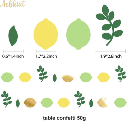 Lemon Party Decorations Kit,12PCS for Sumer Baby Shower | with Yellow Green Lemon Pattern Paper Lanterns and Pom Poms Flowers,Confetti for Birthday,Bridal Showers,Wedding