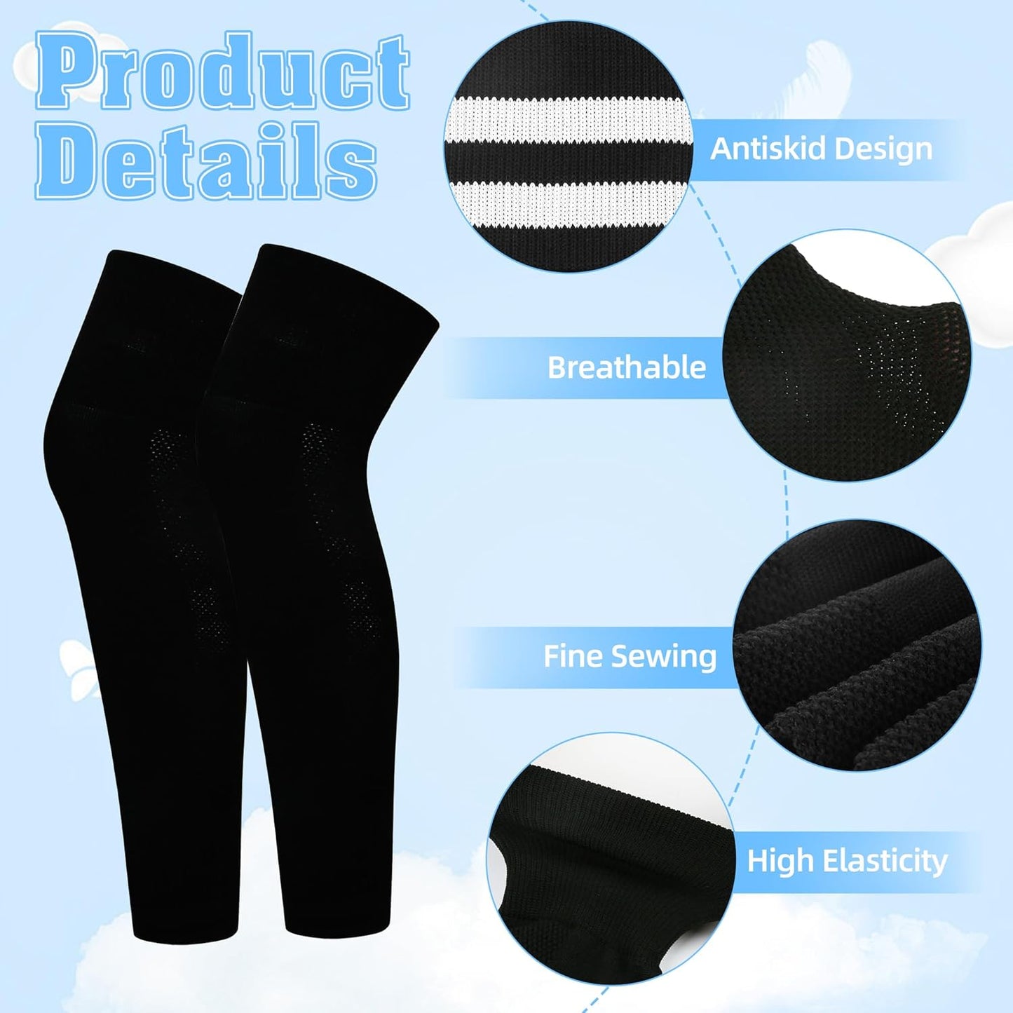 Heavyweight Big Kids Soccer Leg Sleeves 16.53inch Mesh Youth Knee Guards Elastic Leg Gaiter for Boys Girls
