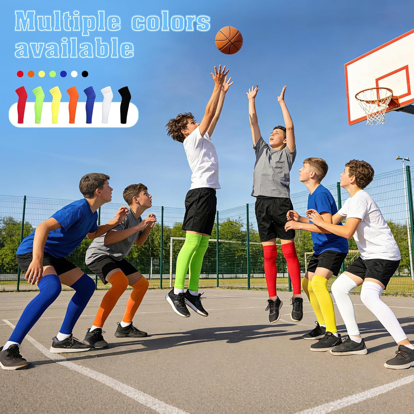 Heavyweight Big Kids Soccer Leg Sleeves 16.53inch Mesh Youth Knee Guards Elastic Leg Gaiter for Boys Girls