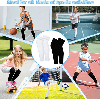 Heavyweight Big Kids Soccer Leg Sleeves 16.53inch Mesh Youth Knee Guards Elastic Leg Gaiter for Boys Girls