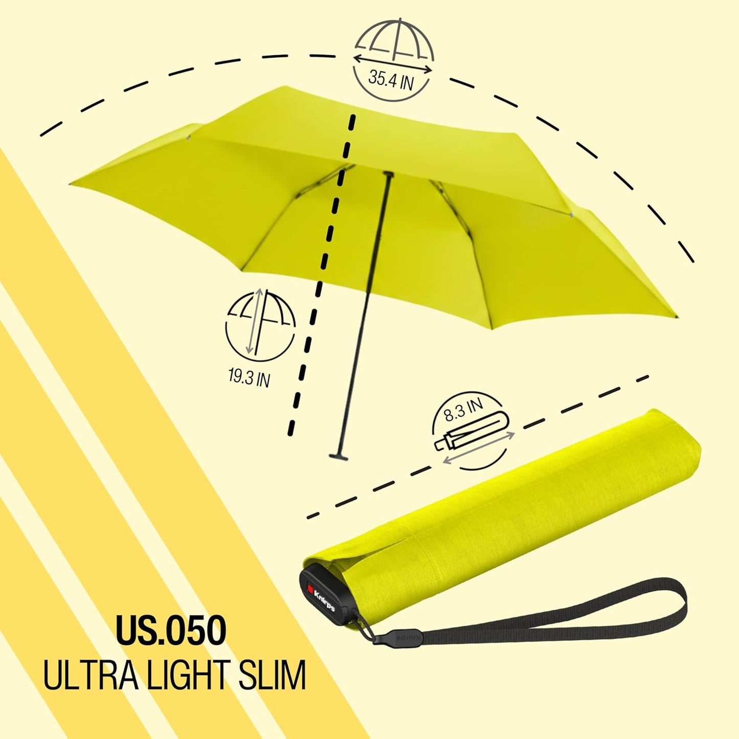 US.050 Ultra Light Pocket Size Manual Rain Umbrella with Carrying Case