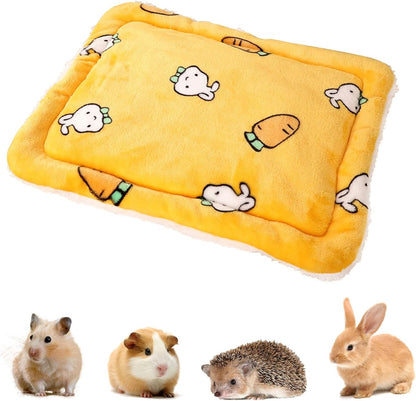 Bunny Bed for Rabbits Indoor - Soft Washable Guinea Pig Bed with Cashmere Pellets Multi-Size Small Animal Bed (S/M/L) for Ferret Chinchilla Hamster Cozy Comfort Pet House (Yellow, Small)