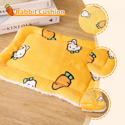 Bunny Bed for Rabbits Indoor - Soft Washable Guinea Pig Bed with Cashmere Pellets Multi-Size Small Animal Bed (S/M/L) for Ferret Chinchilla Hamster Cozy Comfort Pet House (Yellow, Small)