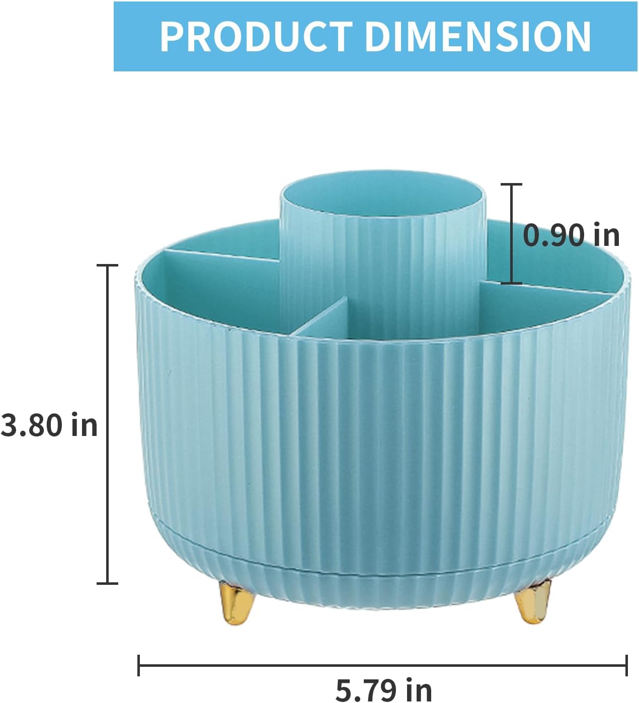 Desk Organizer, 360-Degree Rotating Pen Holder, Desk Organizers and Accessories with 5 Compartments Pencil Holder, Art Supply Storage Box Caddy for Office, Home (Yellow)