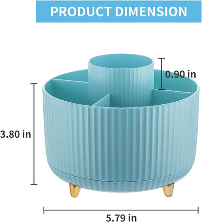Desk Organizer, 360-Degree Rotating Pen Holder, Desk Organizers and Accessories with 5 Compartments Pencil Holder, Art Supply Storage Box Caddy for Office, Home (Yellow)