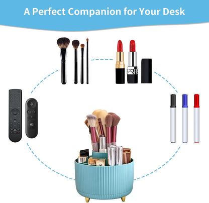 Desk Organizer, 360-Degree Rotating Pen Holder, Desk Organizers and Accessories with 5 Compartments Pencil Holder, Art Supply Storage Box Caddy for Office, Home (Yellow)