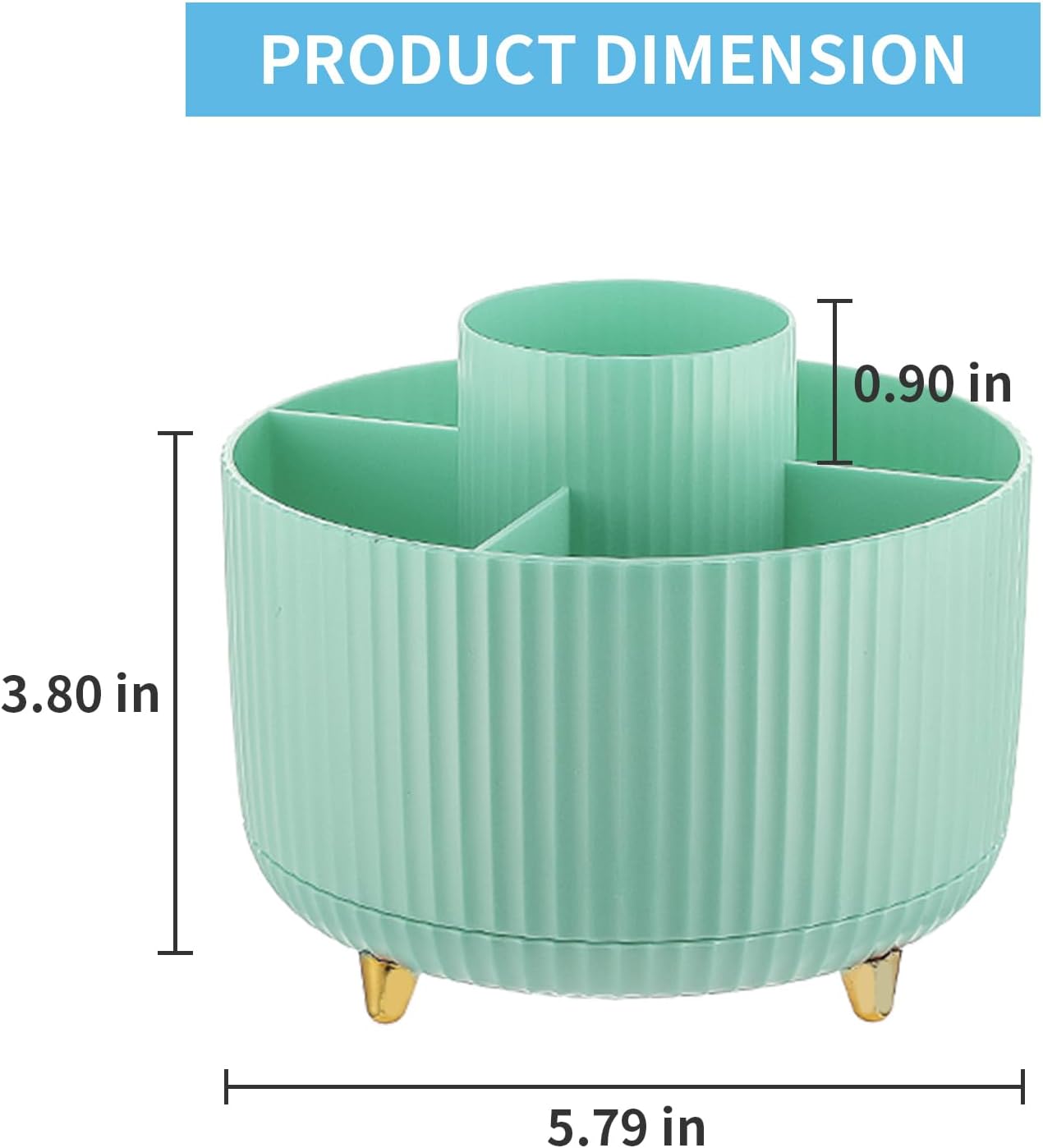 Desk Organizer, 360-Degree Rotating Pen Holder, Desk Organizers and Accessories with 5 Compartments Pencil Holder, Art Supply Storage Box Caddy for Office, Home (Yellow)