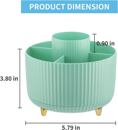 Desk Organizer, 360-Degree Rotating Pen Holder, Desk Organizers and Accessories with 5 Compartments Pencil Holder, Art Supply Storage Box Caddy for Office, Home (Yellow)
