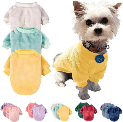 Small Dog Sweaters, 3-Pack Dog & Cat Clothes, Ultra Soft and Warm Pet Jackets for Small Dogs Boy & Girl, Winter Pet Apparel Costumes, Puppy Outfits (Beige,Light Green,Yellow, Large)