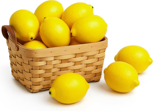 12PCS Large Artificial Lemons, 3.7″ X 2.5″ Vivid Faux Lemons | Fruit Bowls, Home Kitchen Decor, Party Photography Props, Lifelike Yellow Lemons, Table Centerpiece Display