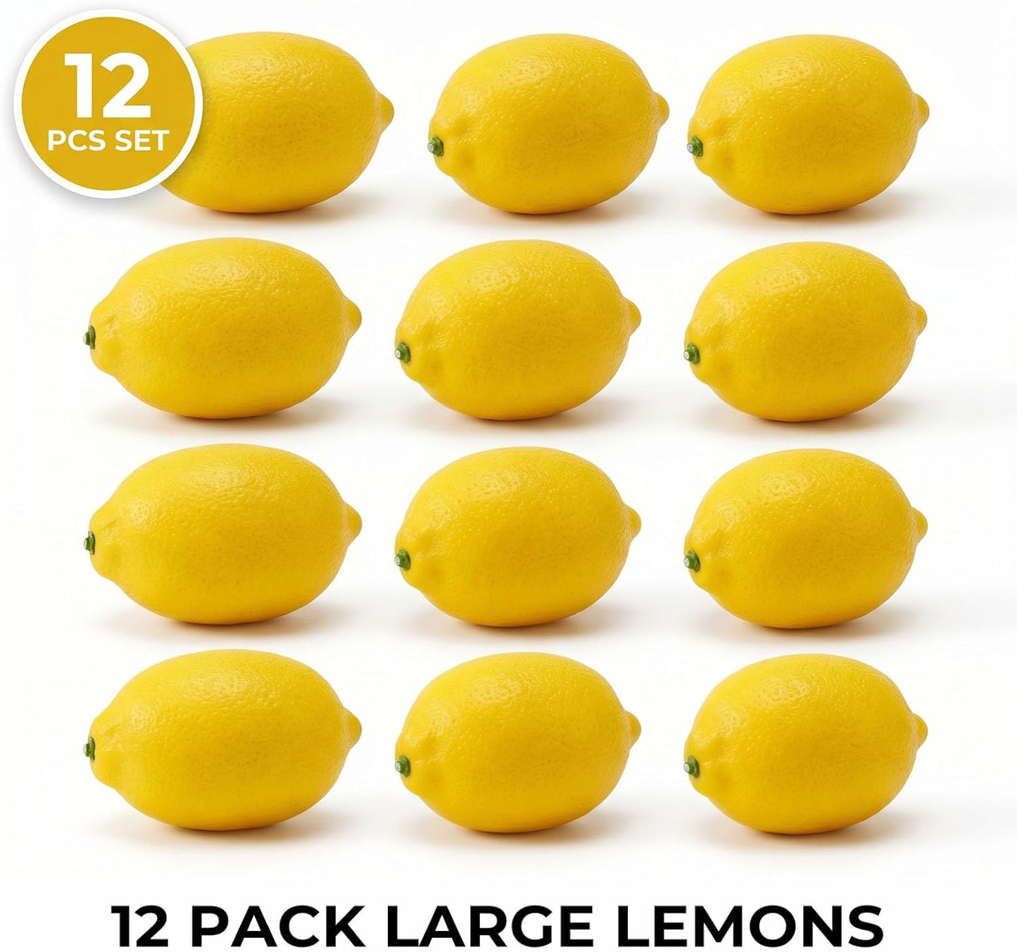 12PCS Large Artificial Lemons, 3.7″ X 2.5″ Vivid Faux Lemons | Fruit Bowls, Home Kitchen Decor, Party Photography Props, Lifelike Yellow Lemons, Table Centerpiece Display