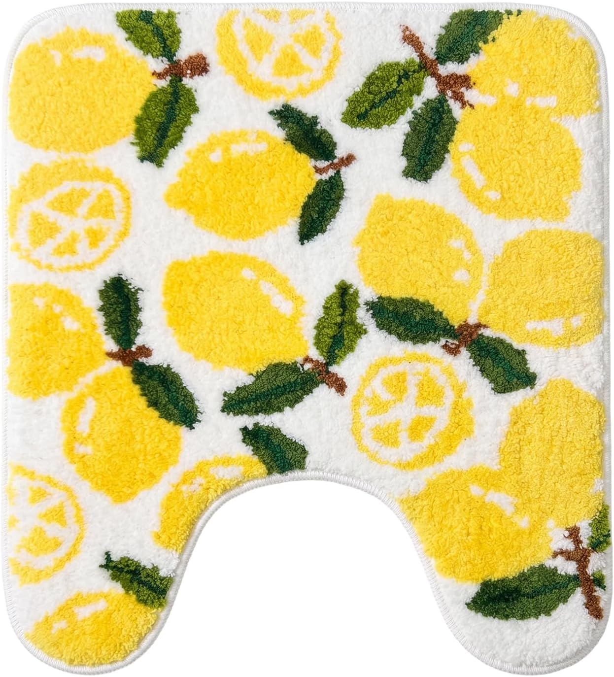 Yellow Lemon Contour Bath Rug, Lemon Toilet Mat, Polyester, Non-Slip Backing, Machine Washable, 1 Piece House Warming Gifts for Home Living Room