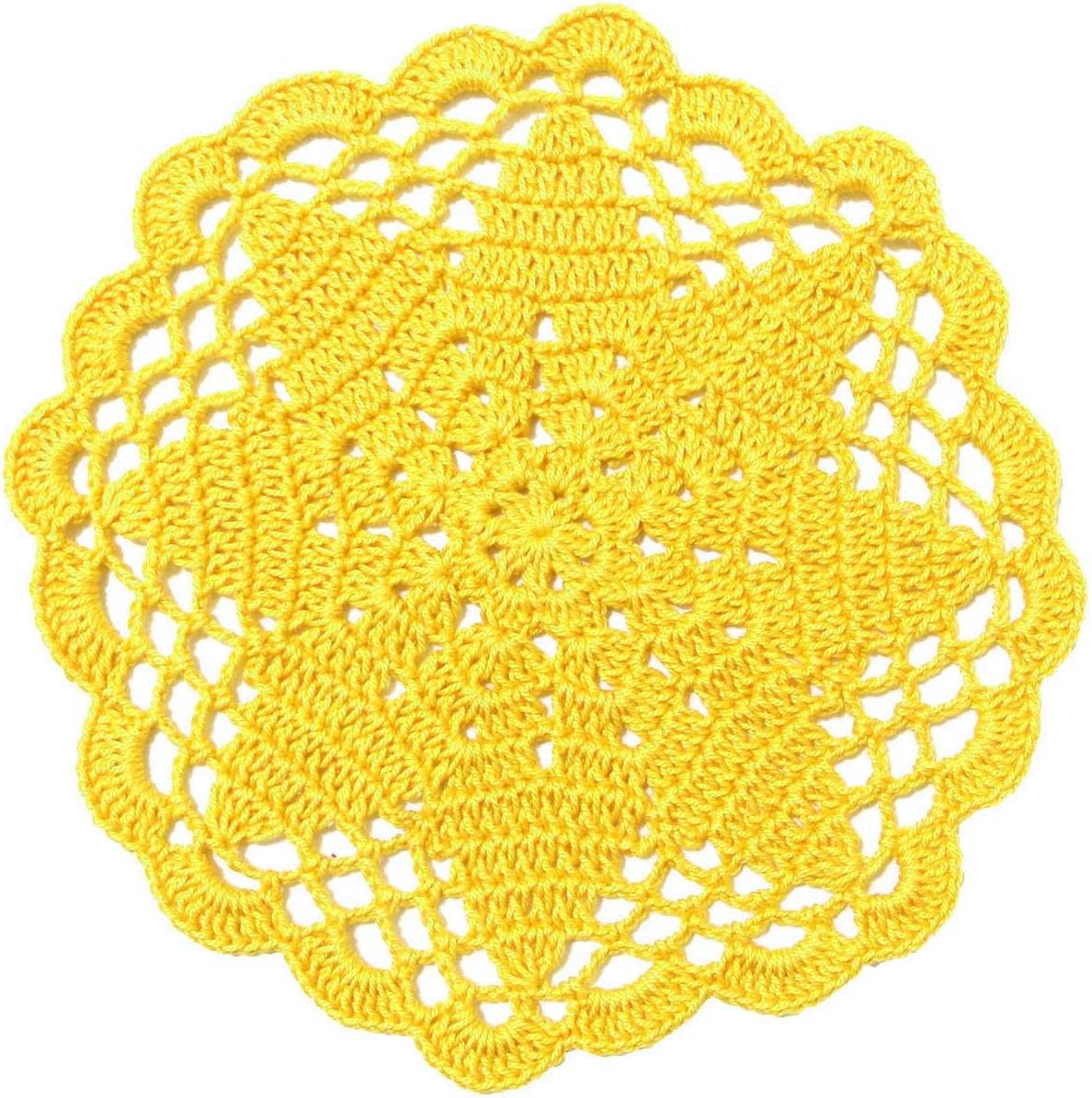 3 PCS 7 Inch Crochet Lace Doilies Coasters Handmade Knitted Small Plants Mug Cup Place Mats (Yellow)