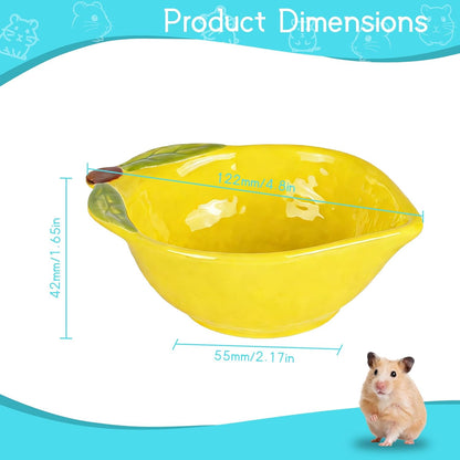Small Guinea Pig Food Bowl Cute Ceramic Hamster Water Bowl Ferret Rat Chinchilla Rabbit Feeding Dish Young Animal Feeder (Lemon Yellow)