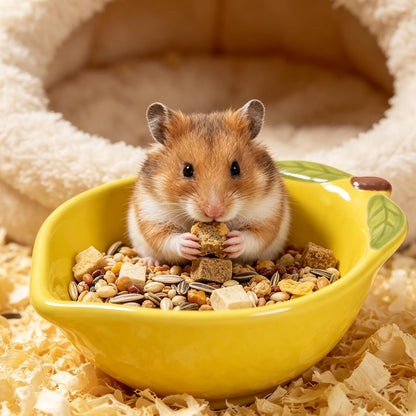 Small Guinea Pig Food Bowl Cute Ceramic Hamster Water Bowl Ferret Rat Chinchilla Rabbit Feeding Dish Young Animal Feeder (Lemon Yellow)