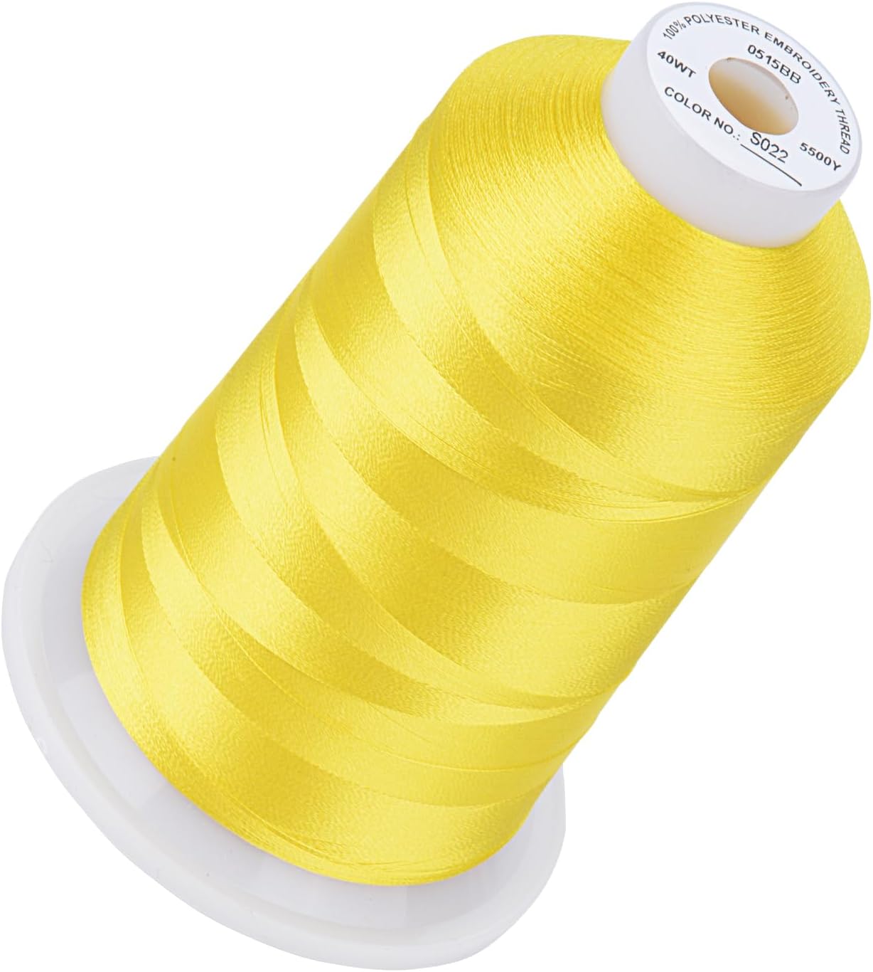 5500Yds Embroidery Thread, 5000M High-Yardage 40WT 100% Polyester Thread – 170+ Vivid Colors, High-Speed Rated – Compatible with Brother, Singer, Janome & More - Sunshine Yellow S022