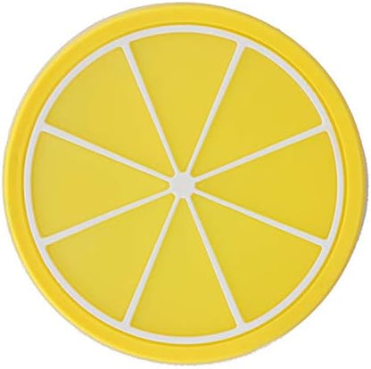Cute Fruit Shape Coaster, Silicone Cup Mat with Anti Slip & Heat Insulation, Cup Holder Drink Mat for Kitchen Accessory (Lemon)