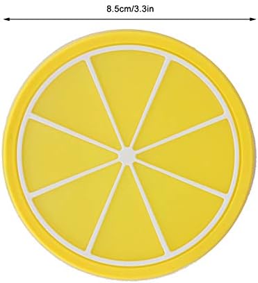 Cute Fruit Shape Coaster, Silicone Cup Mat with Anti Slip & Heat Insulation, Cup Holder Drink Mat for Kitchen Accessory (Lemon)