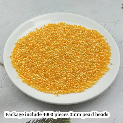 4000pcs Pearl Beads for Crafts 3mm Resin Pearl for Jewelry Making Round Bulk Pearls Beads with Hole for Sewing Crafts Decoration Necklaces Bracelets Earrings Making(Gold Yellow)