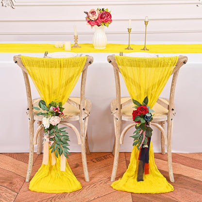 6 Pack Yellow Cheesecloth Table Runner 10FT Cheese Cloths for Wedding Decor, 20x120inch Rustic Boho Gauze Table Runners for Wedding Party Bridal Shower Table Decoration