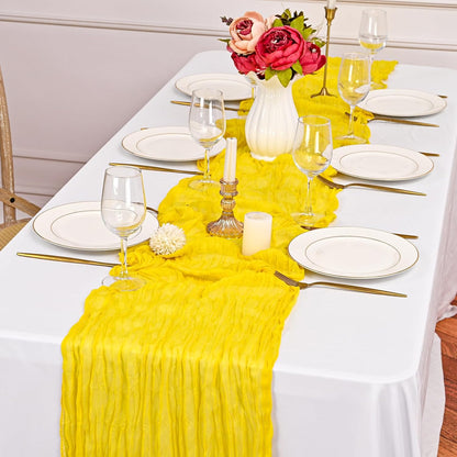 6 Pack Yellow Cheesecloth Table Runner 10FT Cheese Cloths for Wedding Decor, 20x120inch Rustic Boho Gauze Table Runners for Wedding Party Bridal Shower Table Decoration